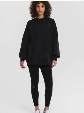 NIB The Bar VARSITY WRAPPED SWEATSHIRT BLACK/Black